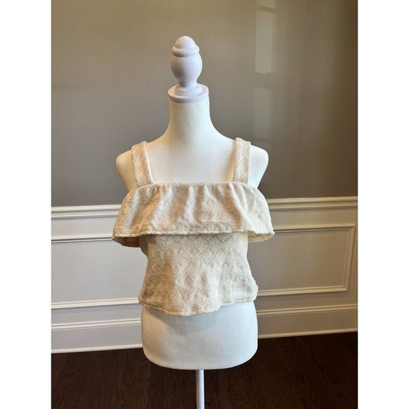 Madewell Tops - Madewell Women's Knit Ruffle Crop Top Tank Shirt Size XS Cream Boho Texture